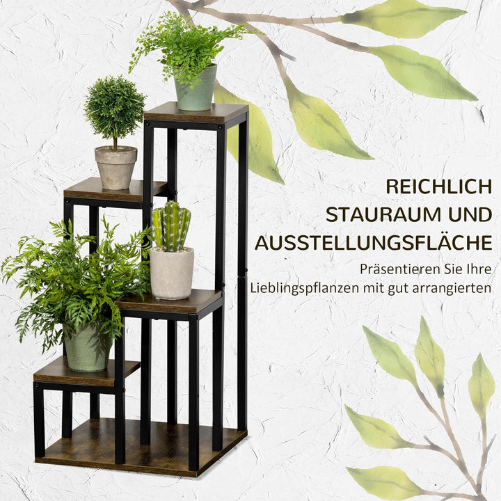 Outsunny Pflanzenständer mit 4 Ebenen, Multifunktionales Pflanzenregal, mehrstöckiges Blumenregal, B