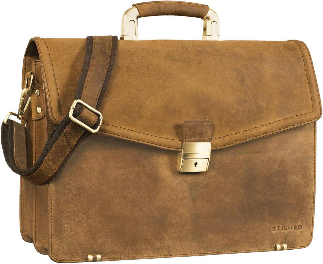 STILORD 'Lazarus' Aktentasche Leder Gross Herren Damen Businesstasche 15,6 Zoll Laptoptasche Umhänge