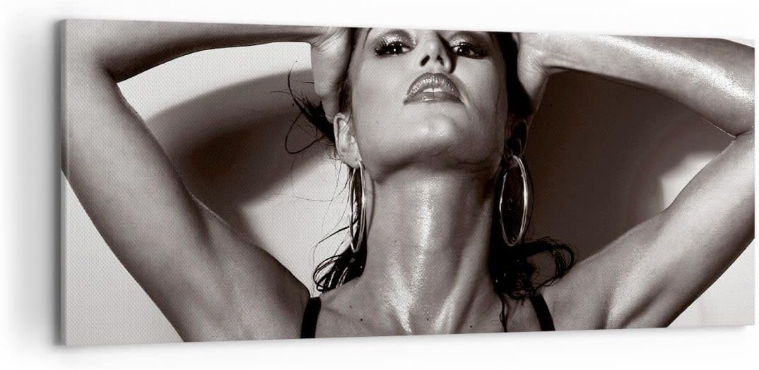 Wandbilder Dekoration Wohnzimmer Frau Eleganz Sommer nass Panorama Bilder auf Leinwand 120x50cm Lein