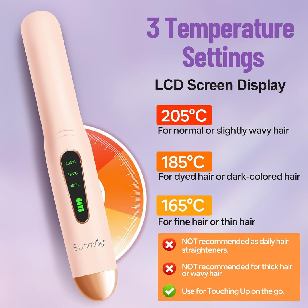 SUNMAY Voga Glätteisen Kabellos, Glätteisen Locken und Glätten 2 in 1, Tragbares USB Glätteisen, Akk