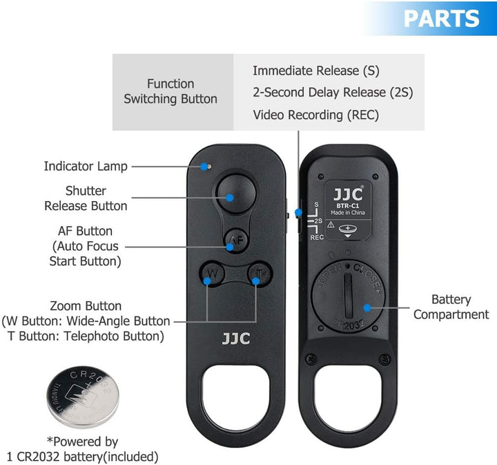JJC BR-E1 Bluetooth Fernauslöser Fernbedienung für Canon EOS R10 R7 R6 R5 R3 R RP 90D 77D 850D 800D