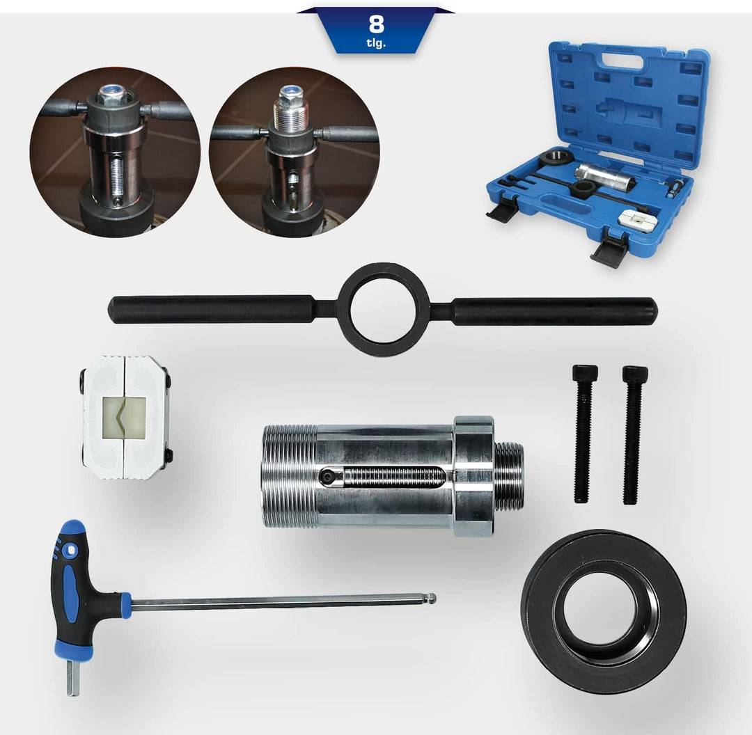 Brilliant Tools BT651100 Montagewerkzeug für Stossdämpfer mit Zuganschlagsfeder, 8-tlg