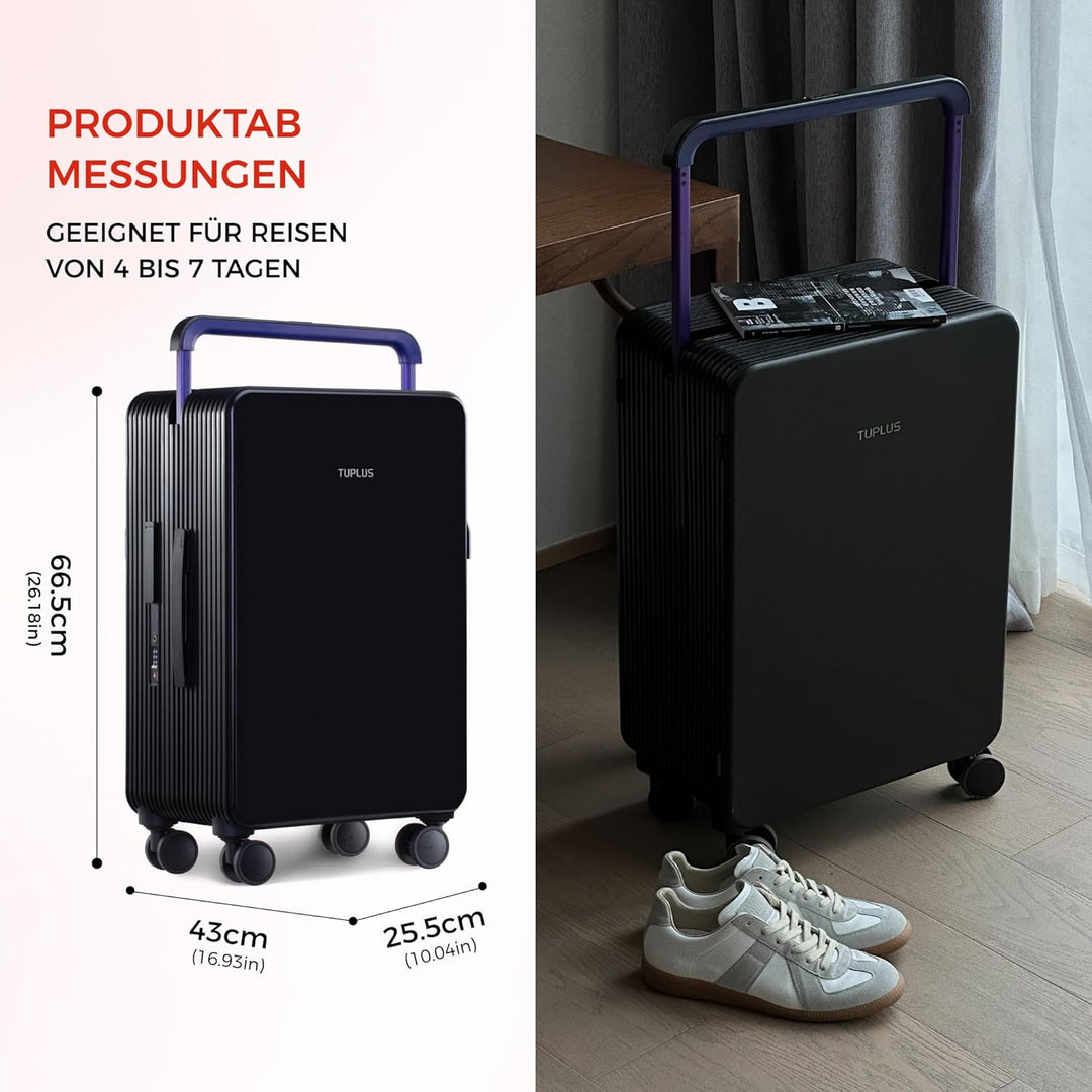TUPLUS Koffer Trolley ABS Rollkoffer mit 4 Rollen Reisekoffer Handgepäck Hartschalenkoffer mit TSA S
