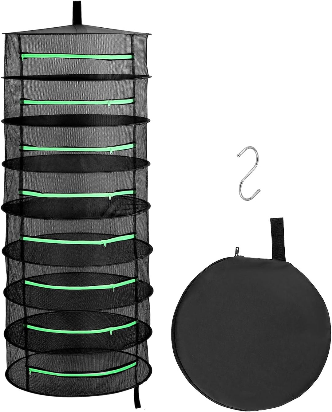 QWORK® Trockennetz, 8-lagiges Mesh-Kräutertrocknerregal, Hängendes Kräuter Trockengestell für Kräute