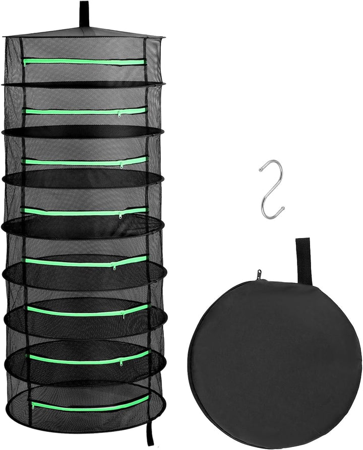 QWORK® Trockennetz, 8-lagiges Mesh-Kräutertrocknerregal, Hängendes Kräuter Trockengestell für Kräute