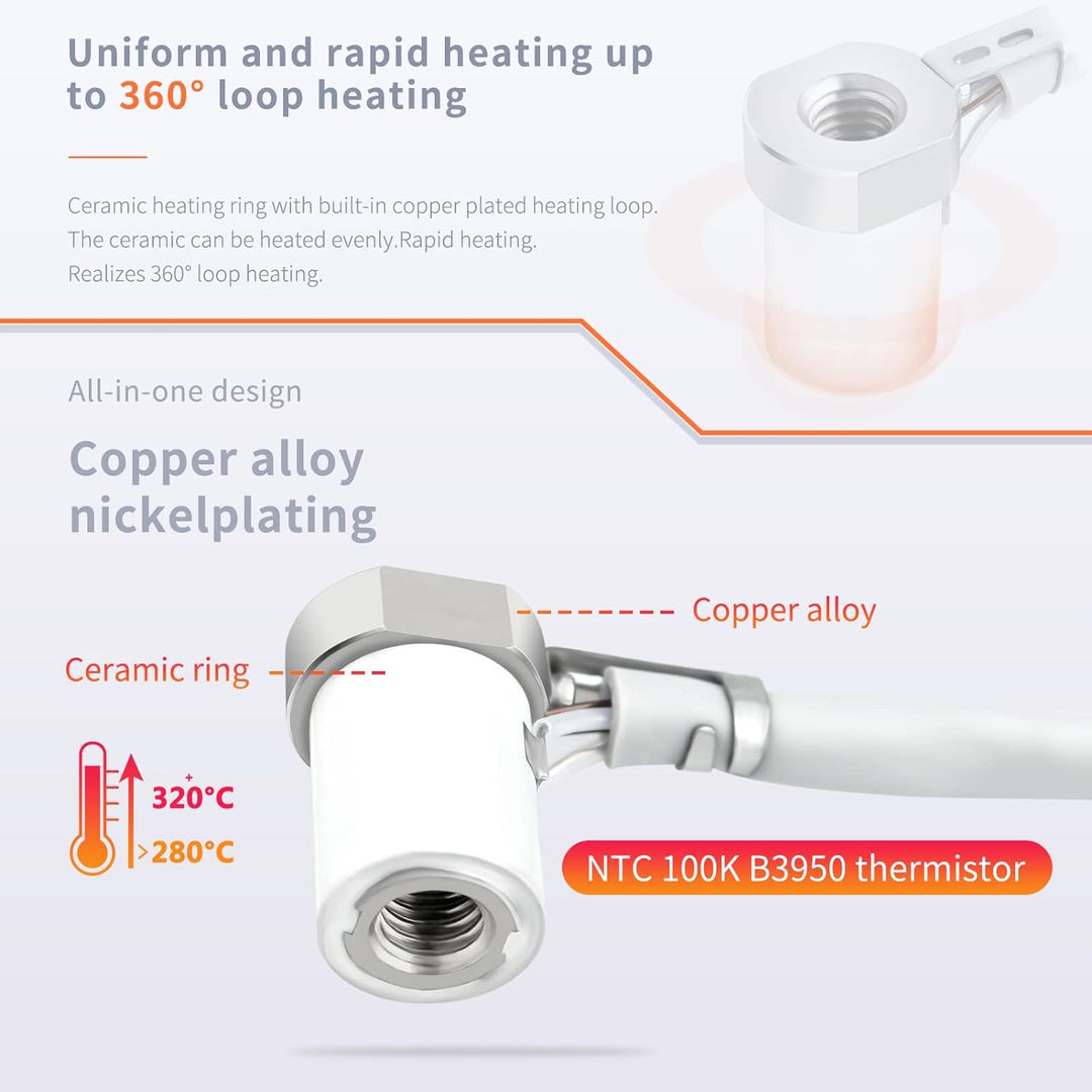 Upgrade Rapid Heat CHC Pro Hotend Keramik Heizkern Bimetall Heatbreak High Flow Kompatibel mit V6 Vo