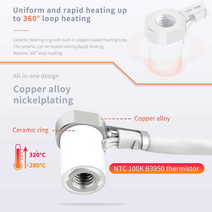 Upgrade Rapid Heat CHC Pro Hotend Keramik Heizkern Bimetall Heatbreak High Flow Kompatibel mit V6 Vo
