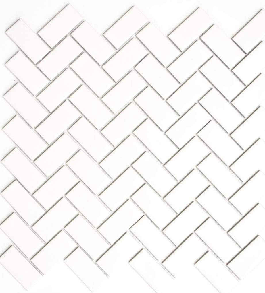 Mosaik Fliese Keramik Fischgrät weiss matt Badfliese WC Badewannenverkleidung Küchenfliese Fliesensp