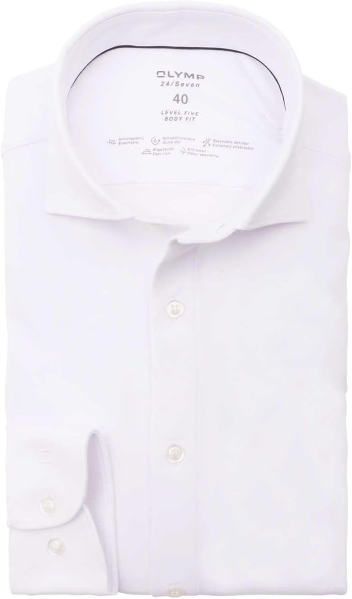 OLYMP Level Five 24/Seven Body fit Hemd extra Langer Arm Haifischkragen weiss 39 Weiss, 39 Weiss