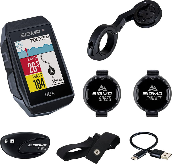 SIGMA SPORT ROX 11.1 EVO Black Sensor Set | Fahrradcomputer kabellos GPS & Navigation inkl. Geschwin