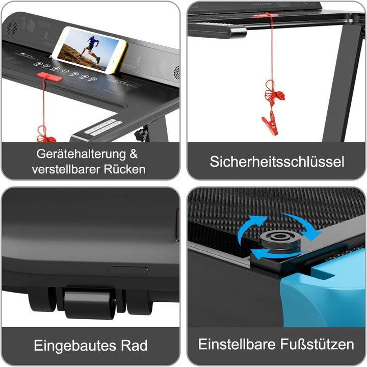 COSTWAY Elektrisches Laufband App-kontrolliert | Bluetooth | 3 Modi 12 voreingestellte Programme | L