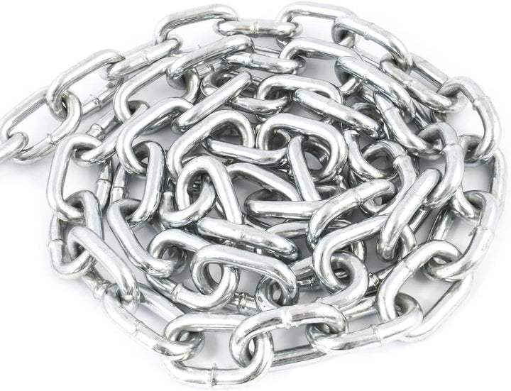 DQ-PP Stahlkette Stahl C15 | 8 mm | 5 m | Kurzgliedrig | Verzinkt | DIN 5685 | Absperrkette | Metall