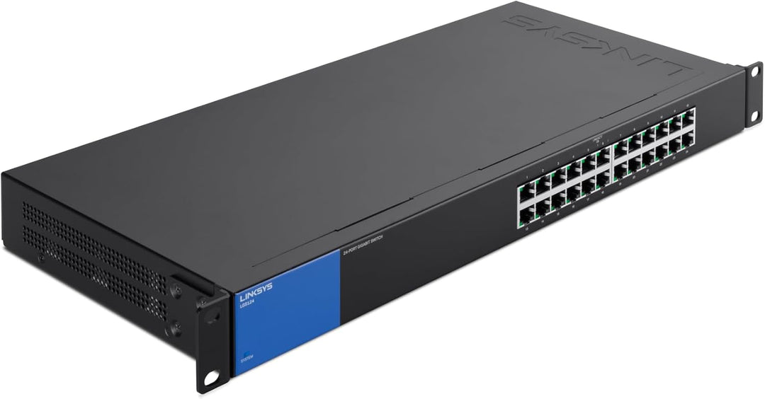 Linksys LGS124-EU 24-Port Unmanaged Gigabit-Netzwerk-Switch – Ethernet-Switch/Hub mit Metallgehäuse,