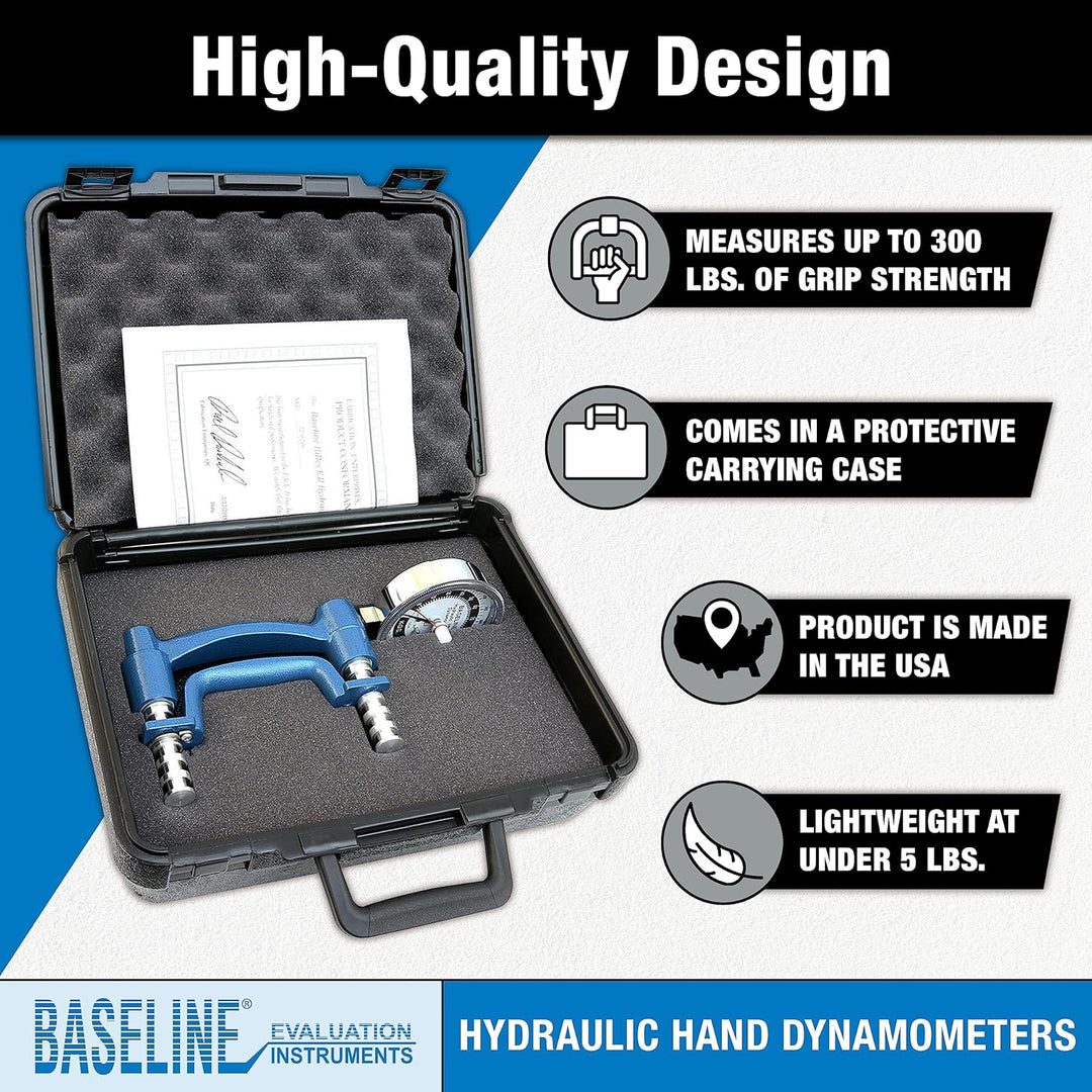 Baseline® Hydraulisches Handkraftmessgerät, Dynamometer HiRes™, Handkraftmessung bis 136 kg