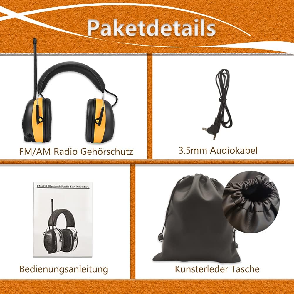ZOHAN 042 Gehörschutz mit Radio, MP3 FM/AM Ohrenschützer für Industrie, Geräuschunterdrückungs Musik