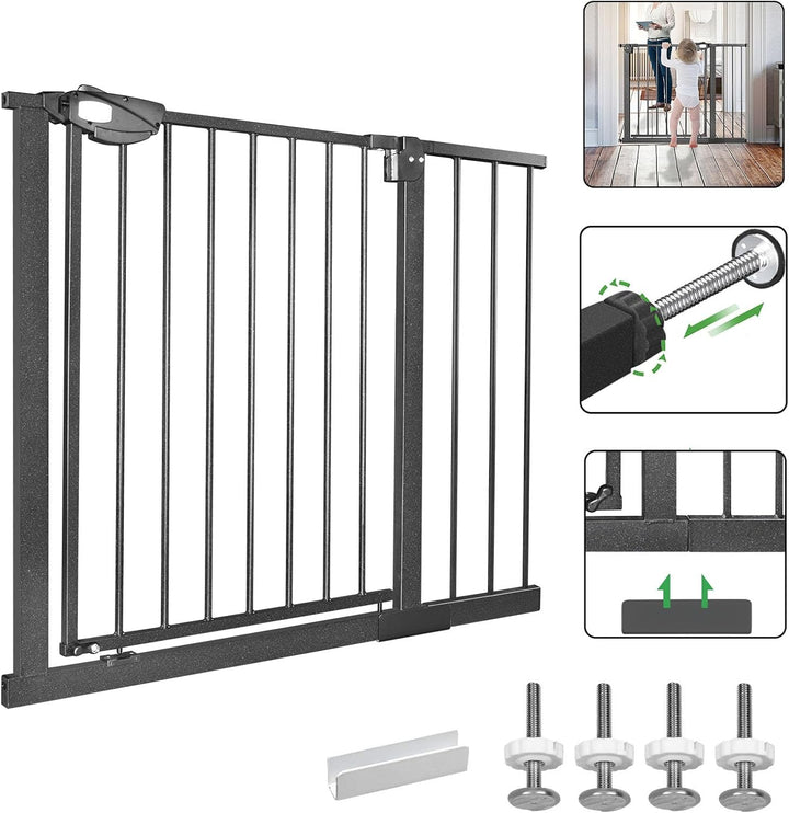 LZQ Treppenschutzgitter, Doppelschloss extra sicheres Metall-Türschutzgitter zum Klemmen, Schwarz, 1