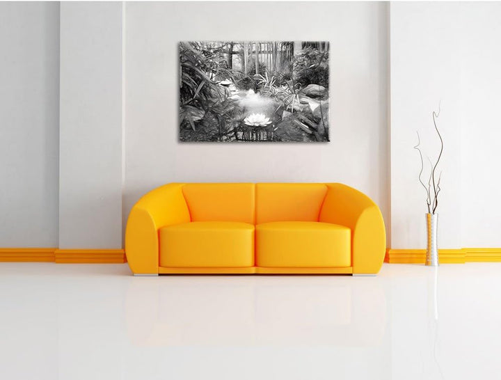 Pixxprint Zen Garten Japan Kunst / 100x70cm Leinwandbild bespannt auf Holzrahmen/Wandbild Kunstdruck