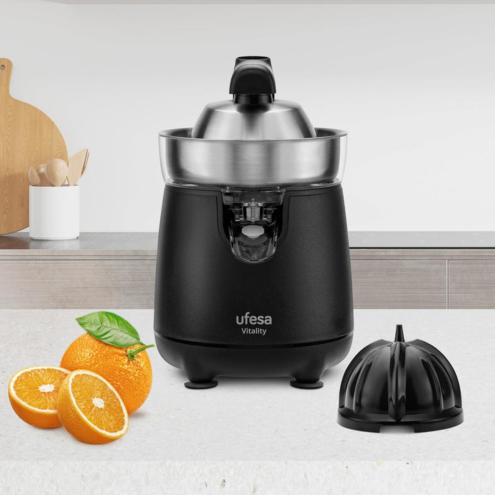 Ufesa Vitality, Elektrischer Zitruspressent, 120W, kontinuierlicher Ausguss, Tropf-Stop-System, Dopp