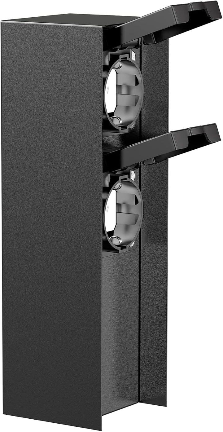 ledscom.de Garten Steckdosensäule POMI, Outdoor, IP44, 2-fach, schwarz, eckig, 23 cm, 2 Stk. 2 Stück