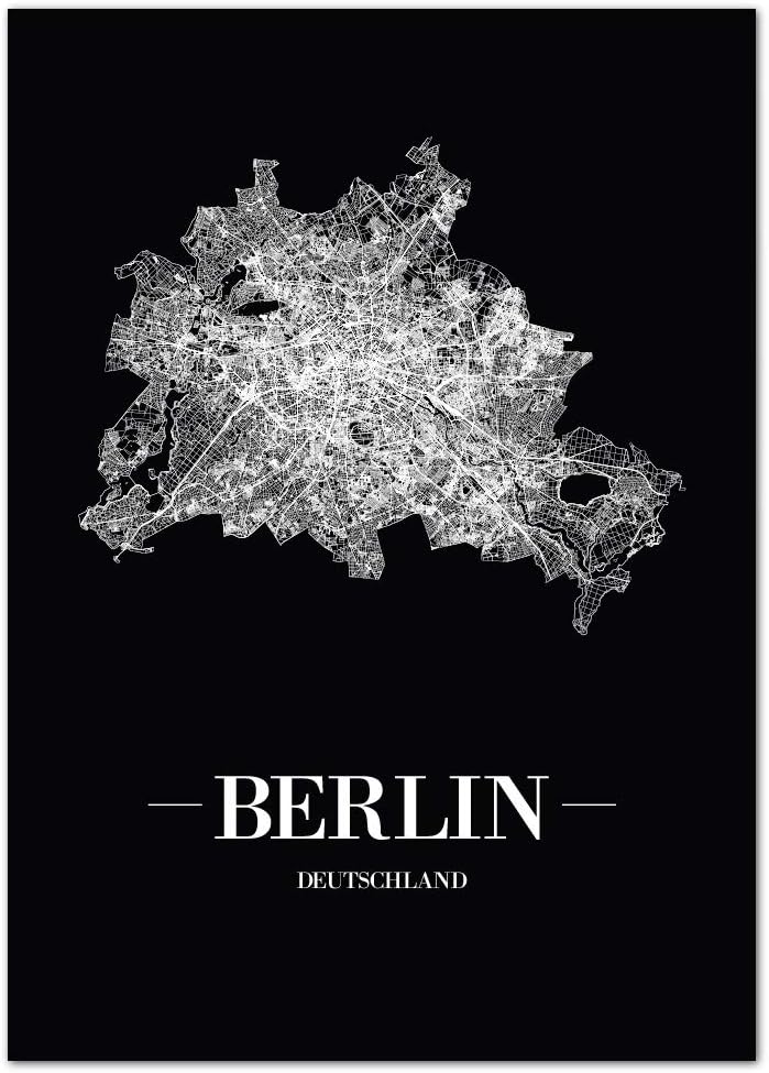 JUNIWORDS Stadtposter, Berlin, Wähle eine Grösse, 40 x 60 cm, Poster, Schrift A, Schwarz 40 x 60 cm
