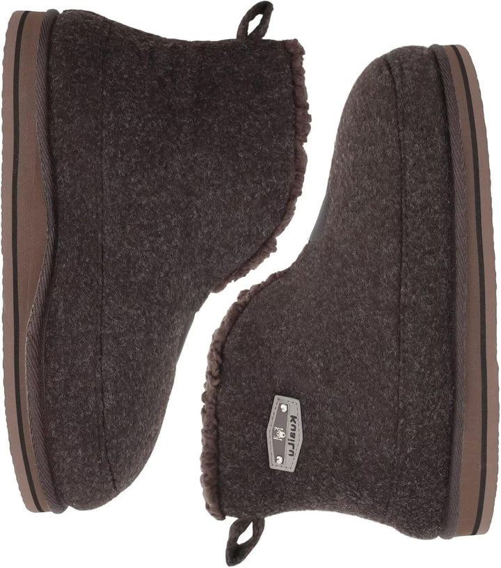 KuaiLu Hausschuhe Boots Herren Winter Filz Hausstiefel Warm Plüsch Flauschige Fell Hüttenschuhe Kusc