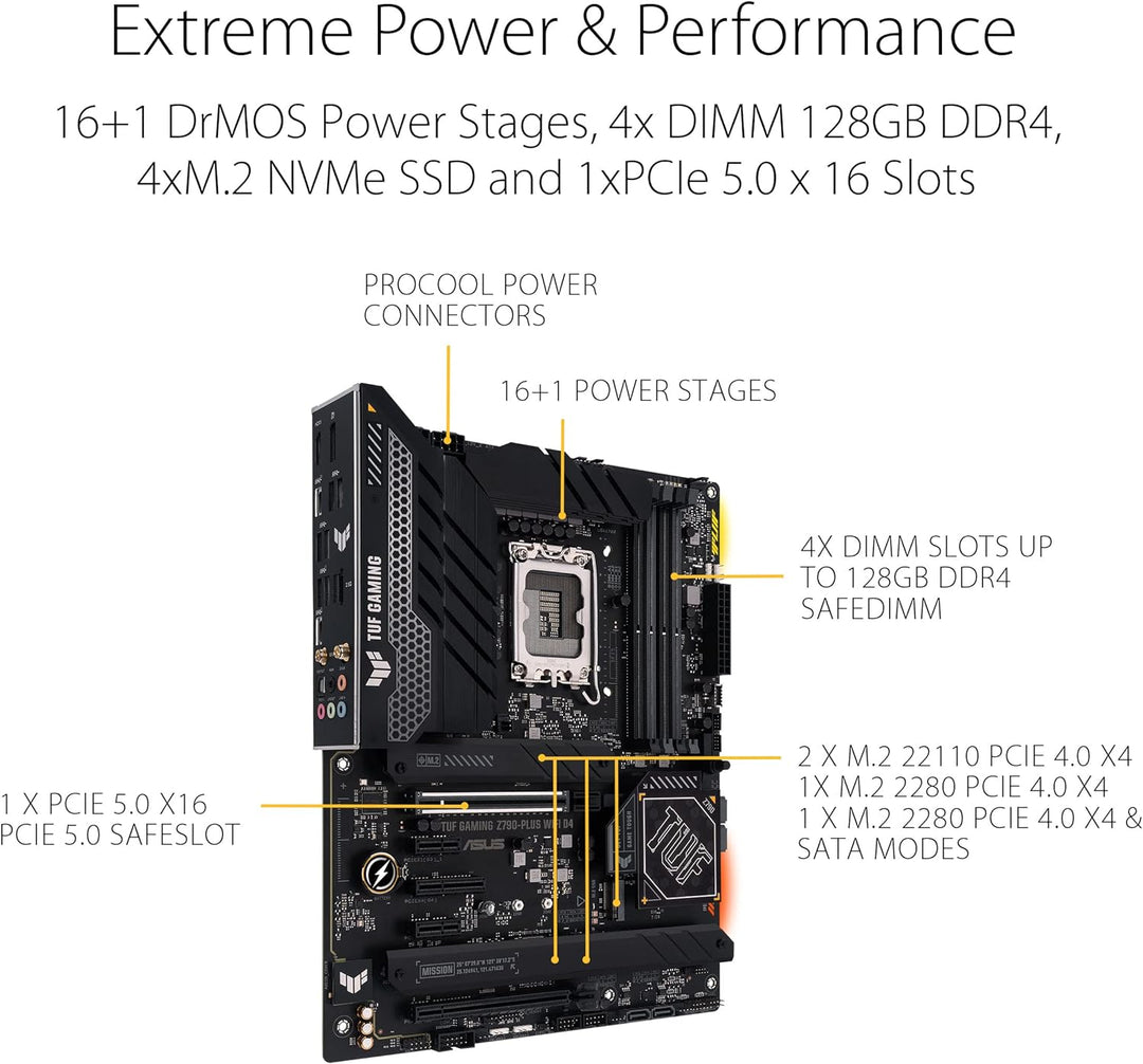 ASUS TUF Z790 PLUS - Intel LGA 1700 ATX VRM 20+1-Phasen-Motherboard, DDR4, fünf M.2-Steckplätze, PCI