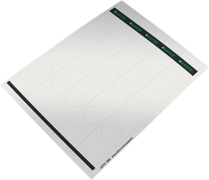 Leitz PC-beschriftbare Rückenschilder selbstklebend für Standard- und Hartpappe-Ordner, 125 Stück, L