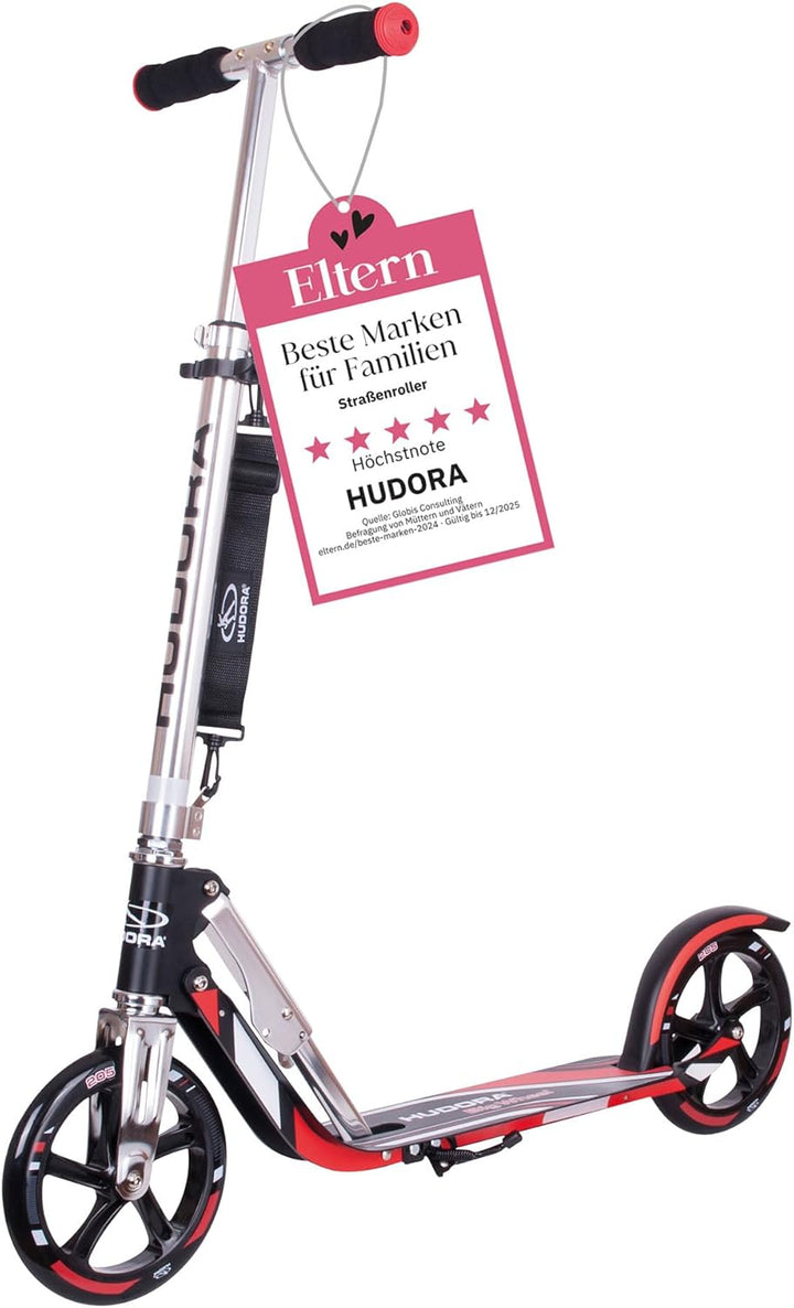 HUDORA BigWheel 205 Scooter - Stabiler Aluminium-Roller - Höhenjustierbarer & zusammenklappbarer Cit