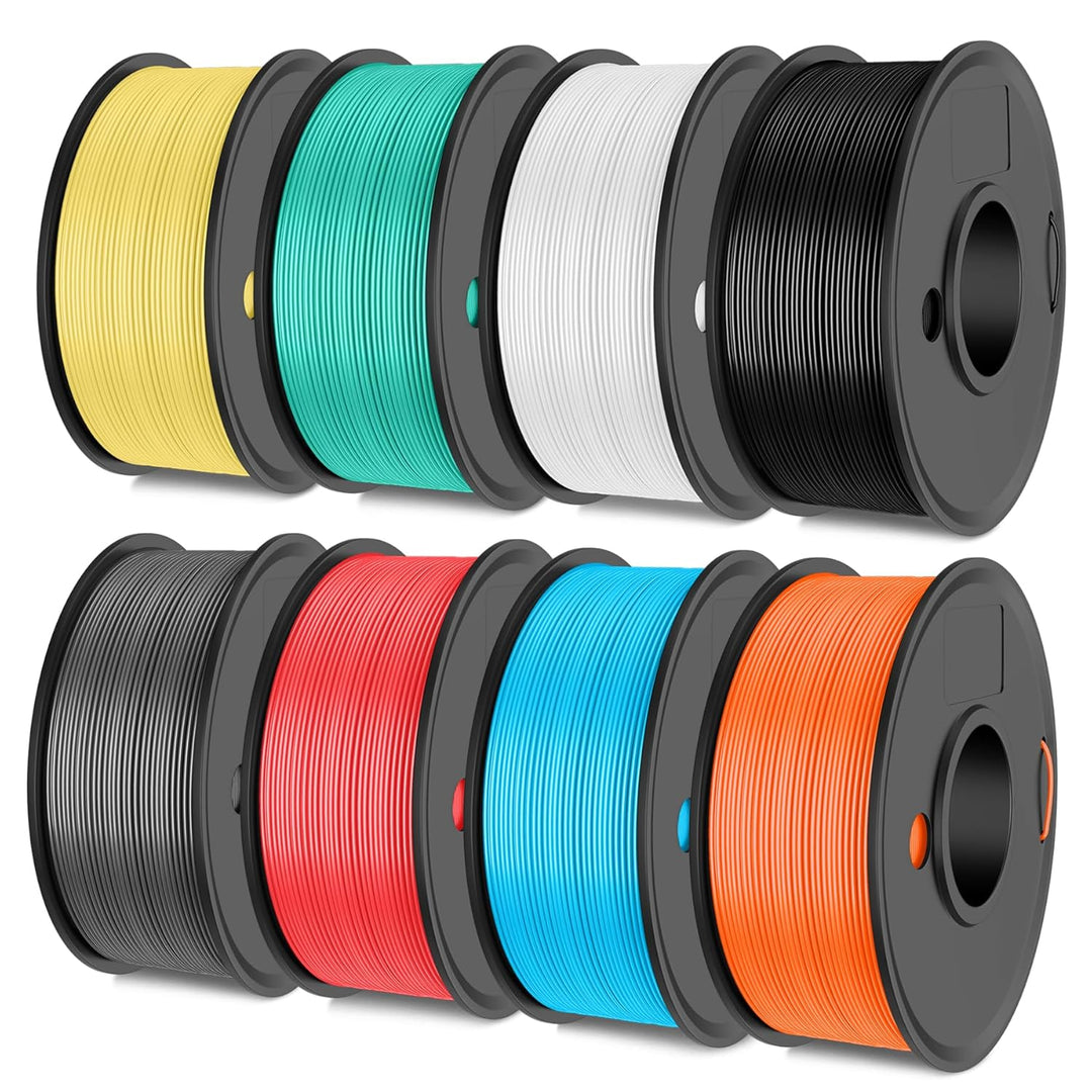 SUNLU PLA+ 3D-Druckerfilament 8er-Pack, PLA PLUS Filament 1,75 mm, 0,25 kg Spule, 8 Farben, Schwarz