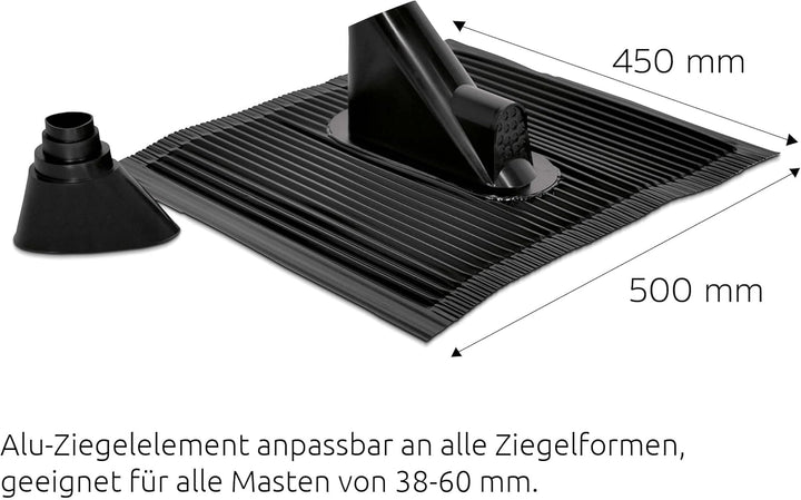 TechniSat Alu Dachziegel Set (mit Gummitülle zur wasserdichten Mast- und Kabeldurchführung 450 x 500