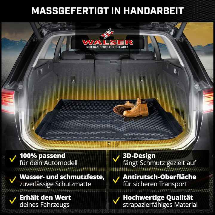 WALSER XTR Kofferraumwanne kompatibel mit Audi A4 Avant 02/2000-06/2008, 100% passgenaue Antirutschm