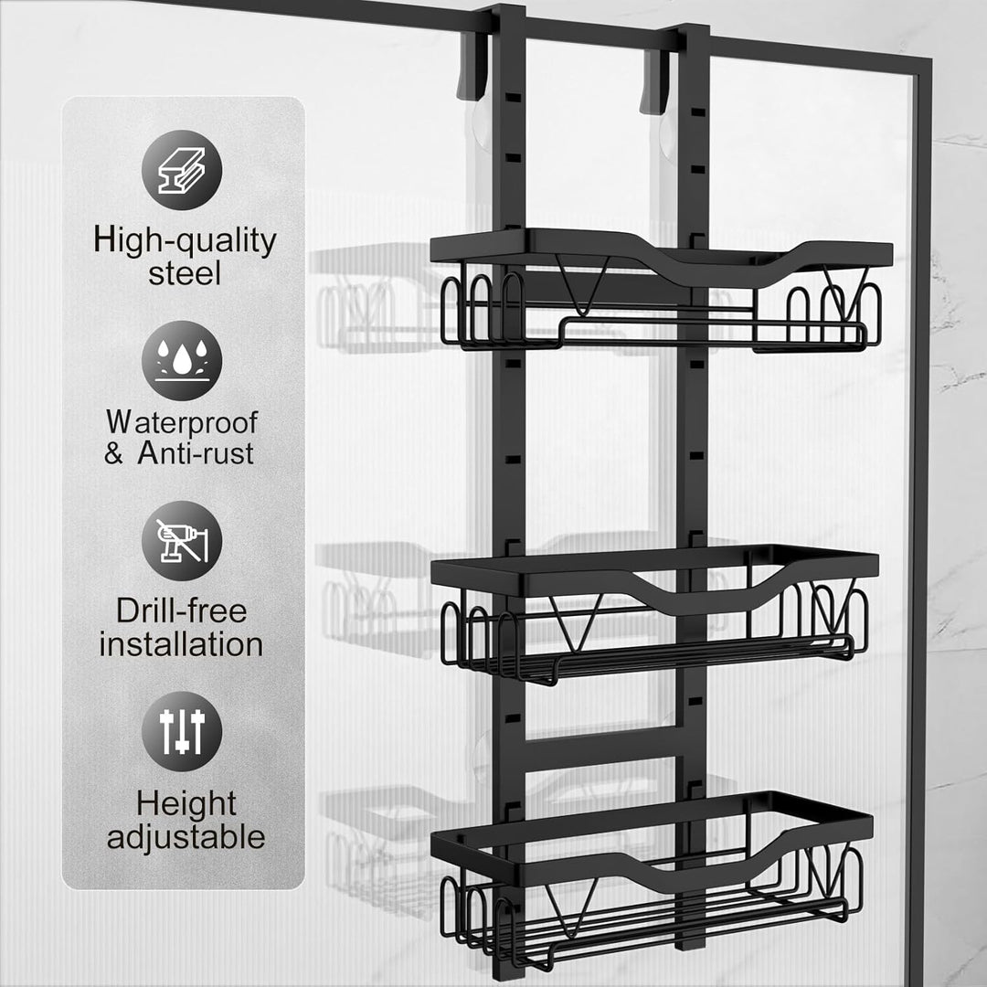 UUlioyer Duschablage zum Hängen, Duschregal ohne Bohren für Glastür, Shampoo Duschgel Halterung für