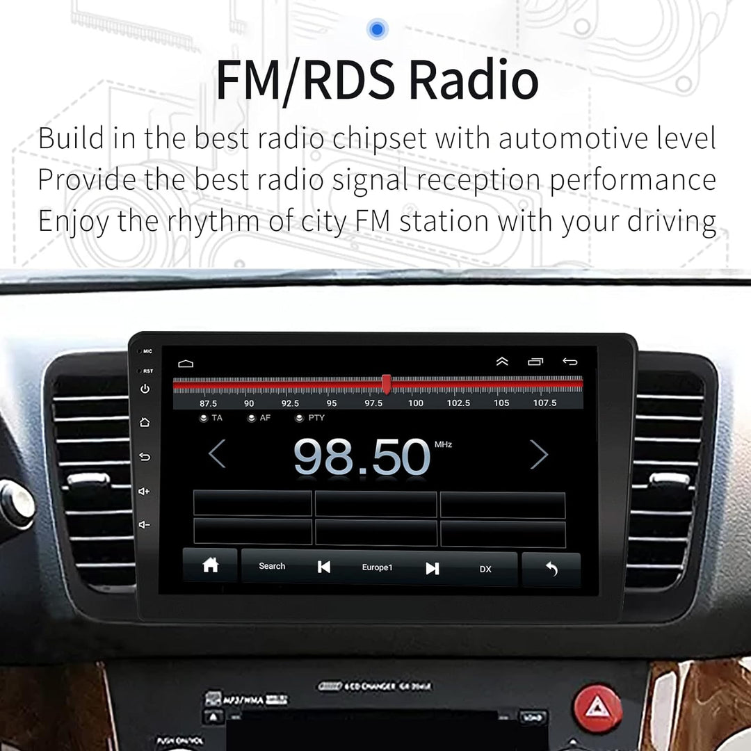 EZoneTronics Carplay Android Autoradio für Subaru Outback Legacy 2004–2009 mit kapazitivem 9-Zoll-To