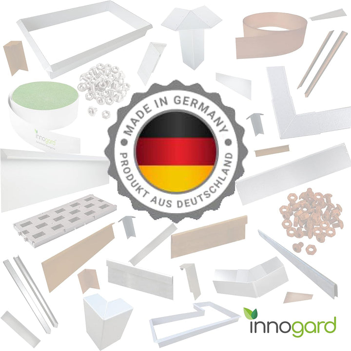 innogard S7050-006 – Schneckenzaun Set 14 TLG. – Feuerverzinkt – 4X Aussenecke 90°, 10x Seitenteil 2