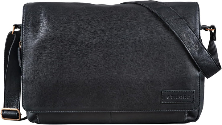 STILORD 'Rick' Schultertasche Leder für 15,6 Zoll Laptop Umhängetasche Aktentasche Bürotasche Unitas