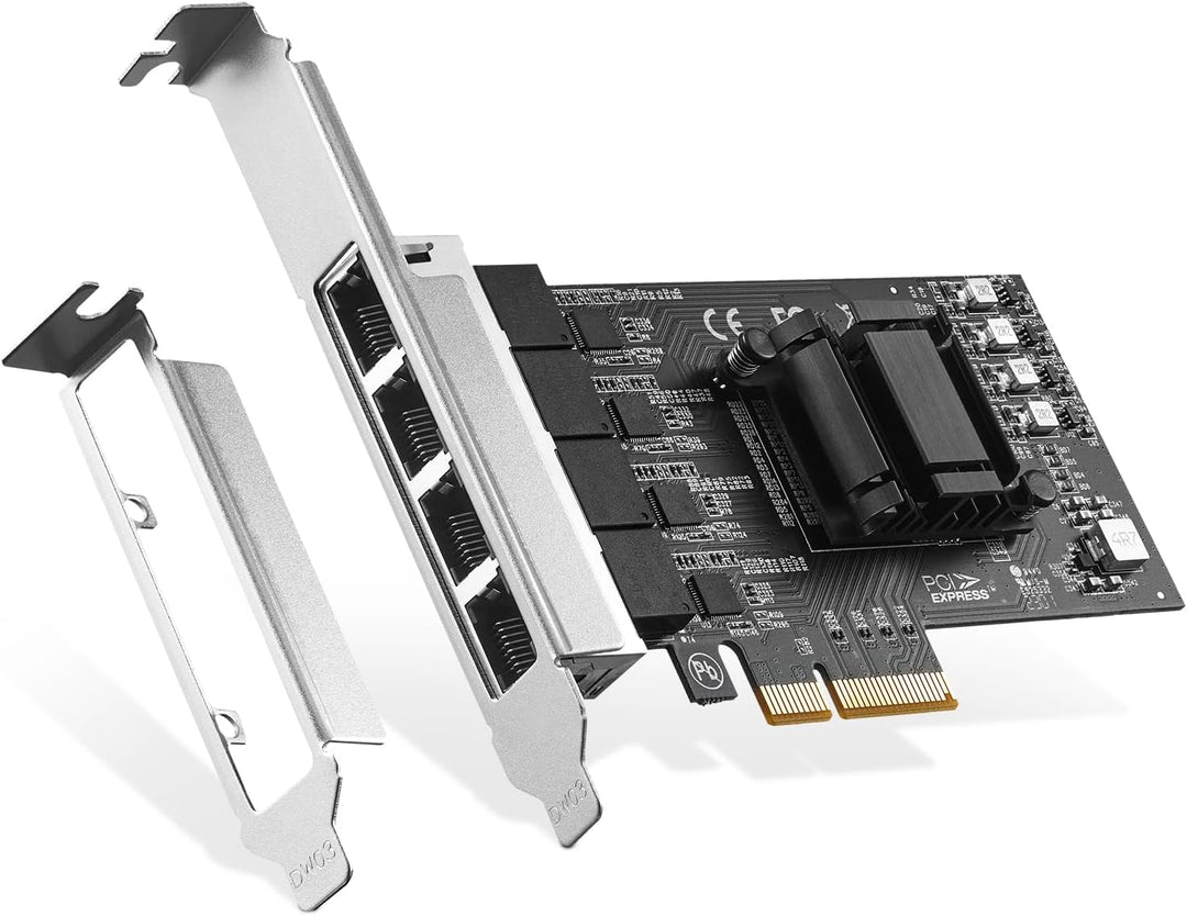 Binardat 4 Ports 2.5G PCIe Netzwerk Adapter, RTL8125B LAN Controller, 2500/1000/100Mbps RJ45 Etherne
