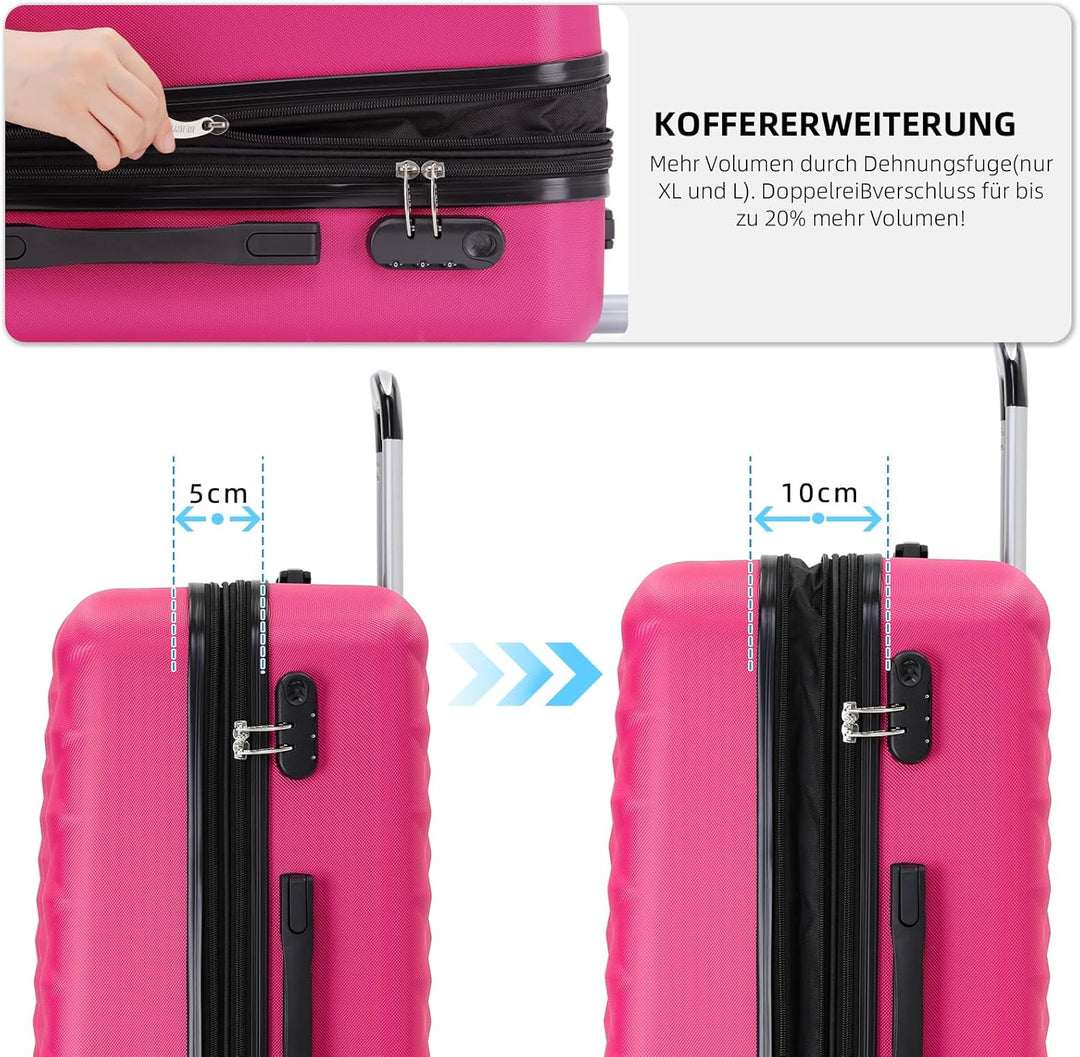 BEIBYE Kofferset 4 Zwillingsrollen Hartschale Trolley Koffer Reisekoffer Reisekofferset Gepäckset in