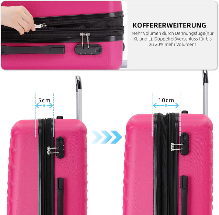 BEIBYE Kofferset 4 Zwillingsrollen Hartschale Trolley Koffer Reisekoffer Reisekofferset Gepäckset in