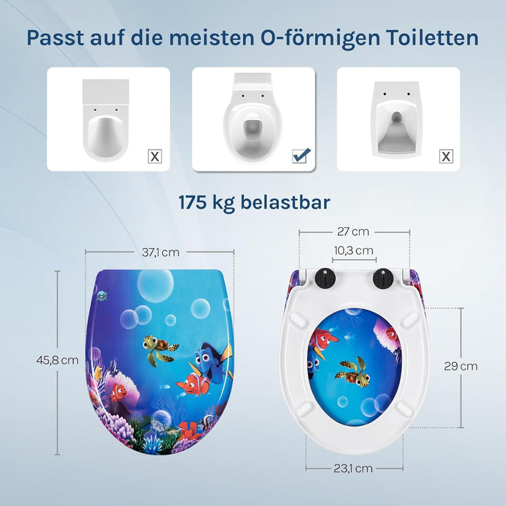 WOLTU WC Sitz mit Absenkautomatik,Toilettensitz Motiv,Klodeckel mit Quick-Release-Funktion und Antib