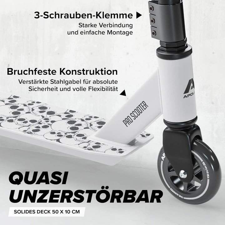Apollo Stunt Scooter - Genius Pro | Robuster Kinder Scooter mit ABEC 9 Kugellager | Trick Roller, Tr