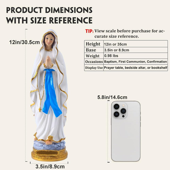 QIANLING 30 cm Jungfrau Maria Statue, Religiöses Geschenk Gesegnete Mutter Jungfrau Maria Statue, Ha