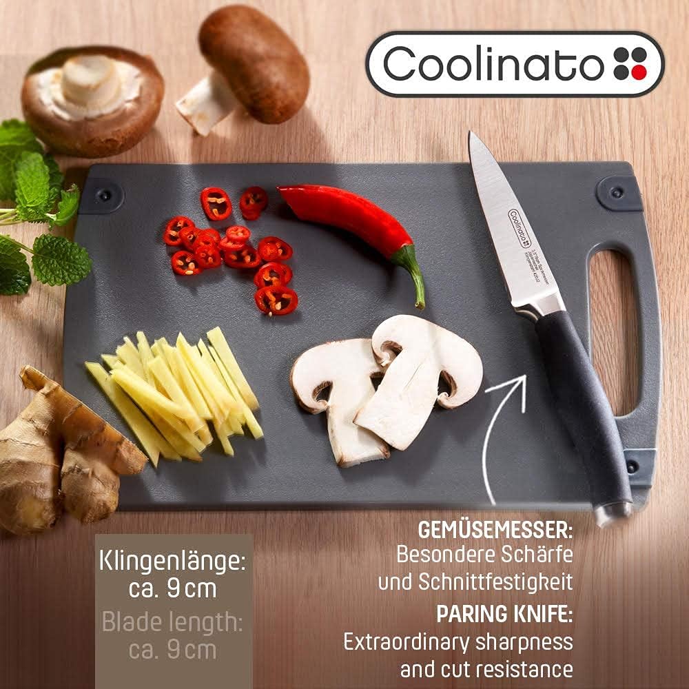 Coolinato Gemüsemesser - rostfrei extra scharf - Messer Klingenschutz ergonomischer Griff - Gesamtlä