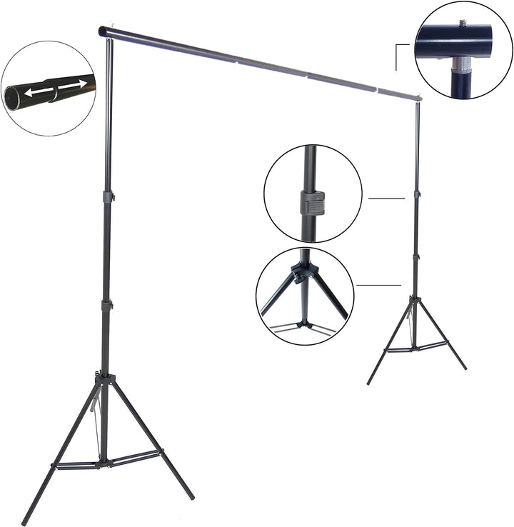 DYNASUN K903 220x300cm XL Hintergrundsystem System mit Teleskop Querstange für Hintergrund mit Tasch