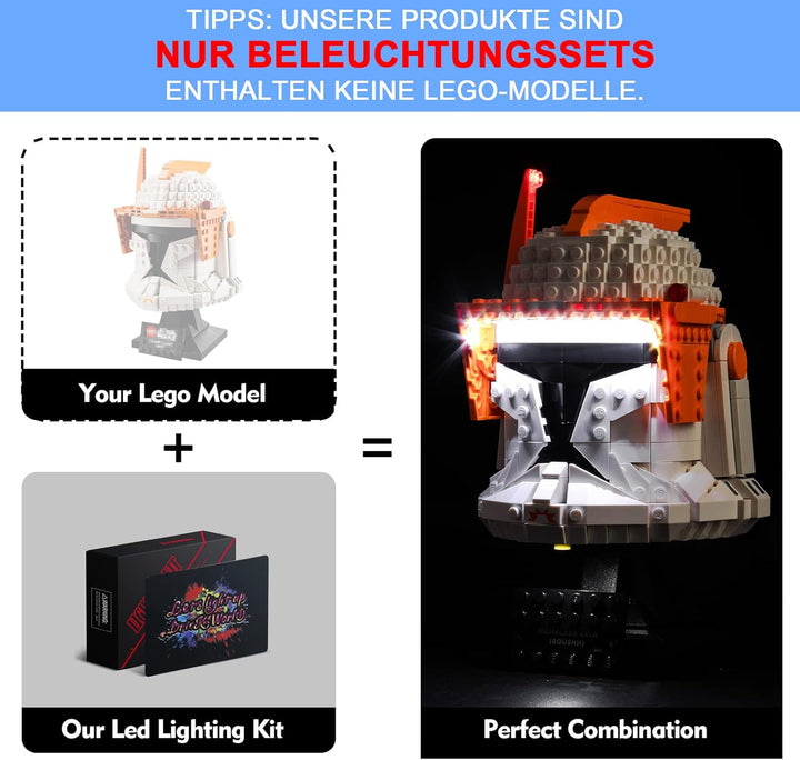 LocoLee Led Licht Set Kompatibel mit Lego Clone Commander Cody Helm, Led Beleuchtungs Set Compatible