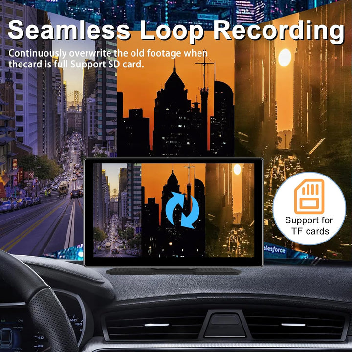 Hodozzy Tragbares Autoradio Wireless CarPlay Display Android Auto, Airplay Mirror Link, 9 Zoll Touch