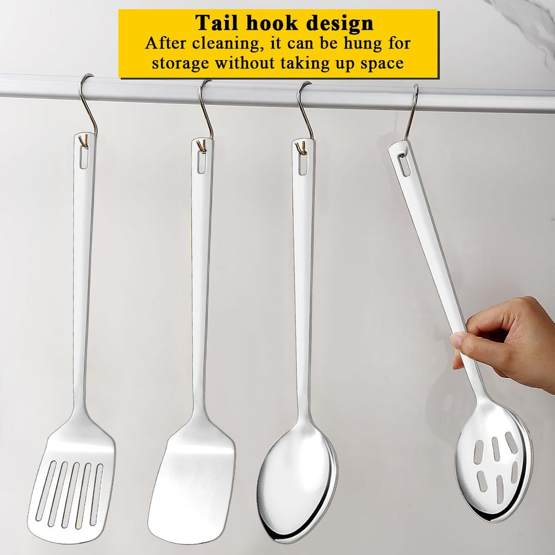 HOMQUEN Edelstahl Küchenutensilien Set 4pcs, Kochutensilien Set, Küchenwerkzeuge Spatel Set, Kochlöf