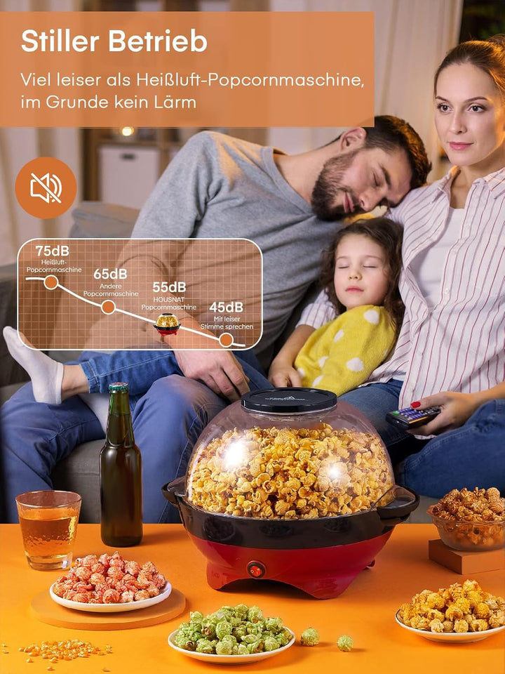 Popcornmaschine, 5.5L / 180g, HOUSNAT 800W Zuhause Popcorn Maker Machine mit Antihaftbeschichtung un