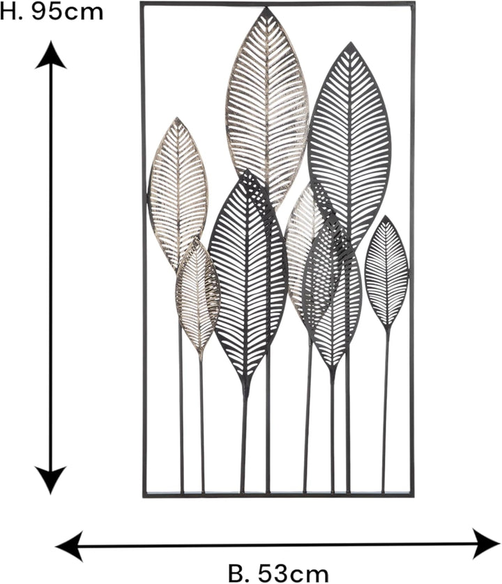 Casablanca - Wand-Deko - Bild xl - aus Metall mit Champagner-braunen Blättern - 95 x 53 cm