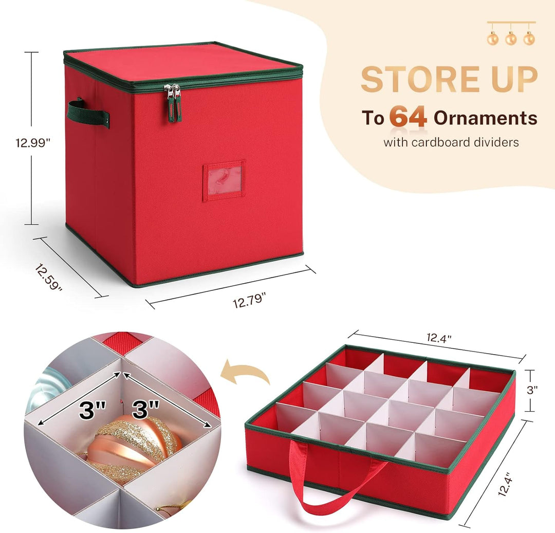MaidMAX Aufbewahrungsbox fĂŒr Weihnachtskugeln mit Verstellbaren TrennwĂ€nden, Aufbewahrungstasche Wei