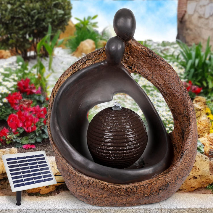 Solar Gartenbrunnen Brunnen Zierbrunnen Zimmerbrunnen Springbrunnen Brunnen mit LED-Licht, Wasserfal
